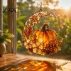 Acrylic Fairy Tale Suncatcher for Indoor Outdoor Stained Glass Pumpkin Moon Suncatcher, Crescent Window Hanging Decor with Chic Autumn Atmosphere