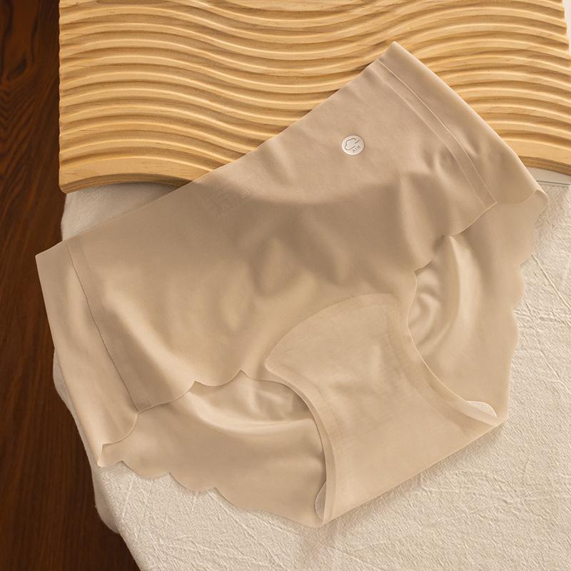 7A Antibacterial Extended Cotton Crotch Ice Silk Seamless Underwear Women's Mid Waist Briefs Pure Cotton Plus Size Women's Underwear Panties
