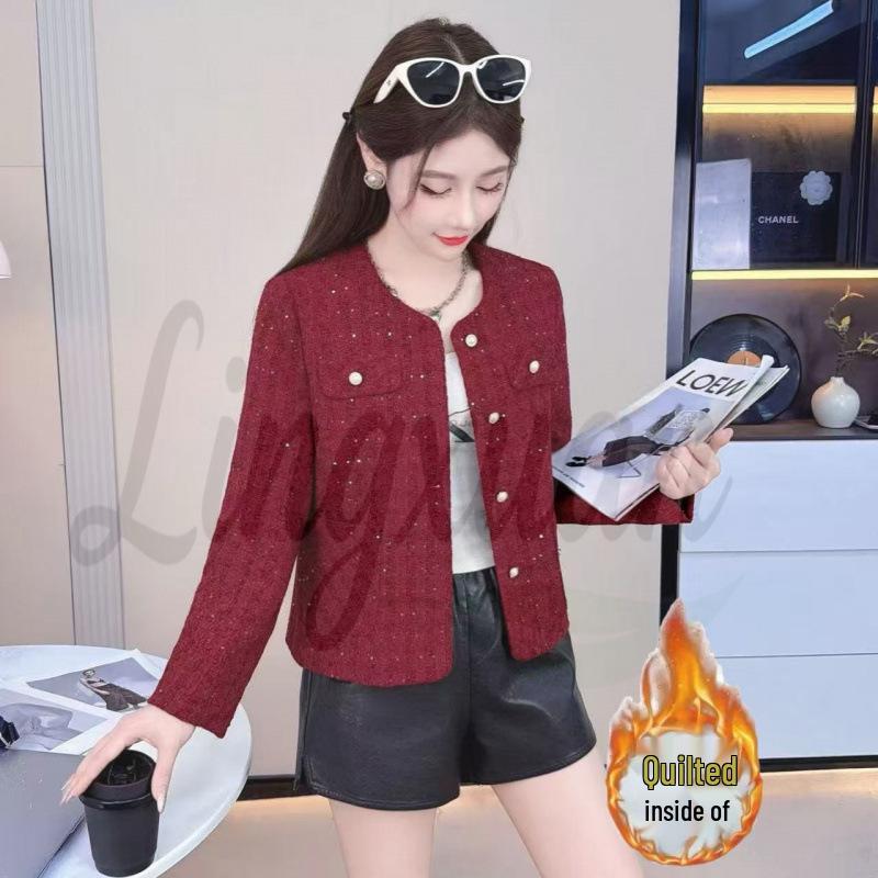 

High-End French Chic Tweed Women s Short Jacket (2026) L червоний