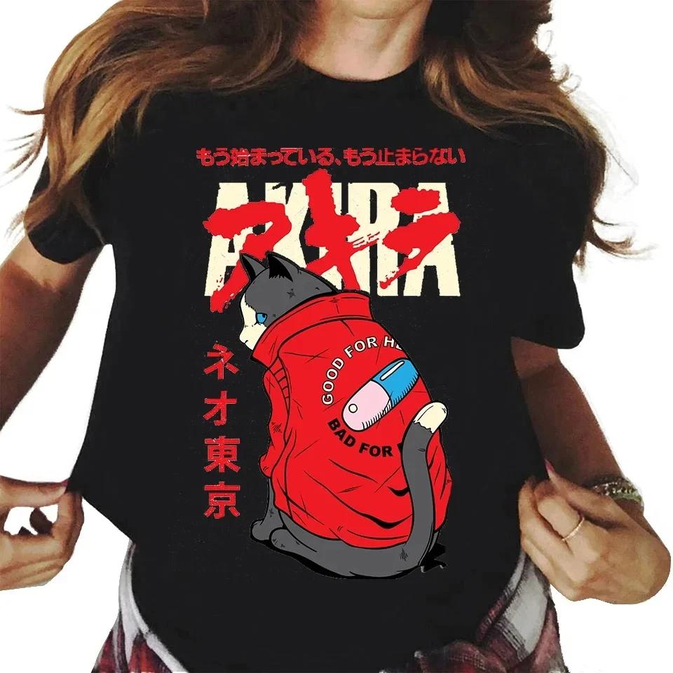 New Fashion Akira Anime Printed Cotton Women's Y2k T-shirt Casual Manga K Otomo Tokyo Short Sleeve Round Neck Plus Size T-shirt
