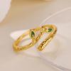 Green Leaf Rings For Women 18K Gold Plated Stainless Steel Leaf Opening Ring Weeding Christmas Jewelry Gift