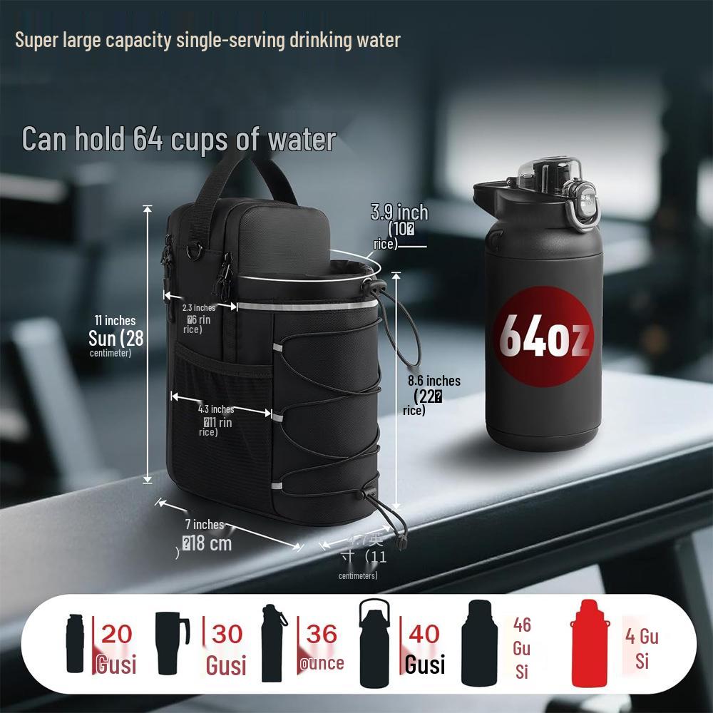 Strong Magnetic Fitness Water Bottle & Storage Crossbody Bag - Large Capacity for Gym Essentials