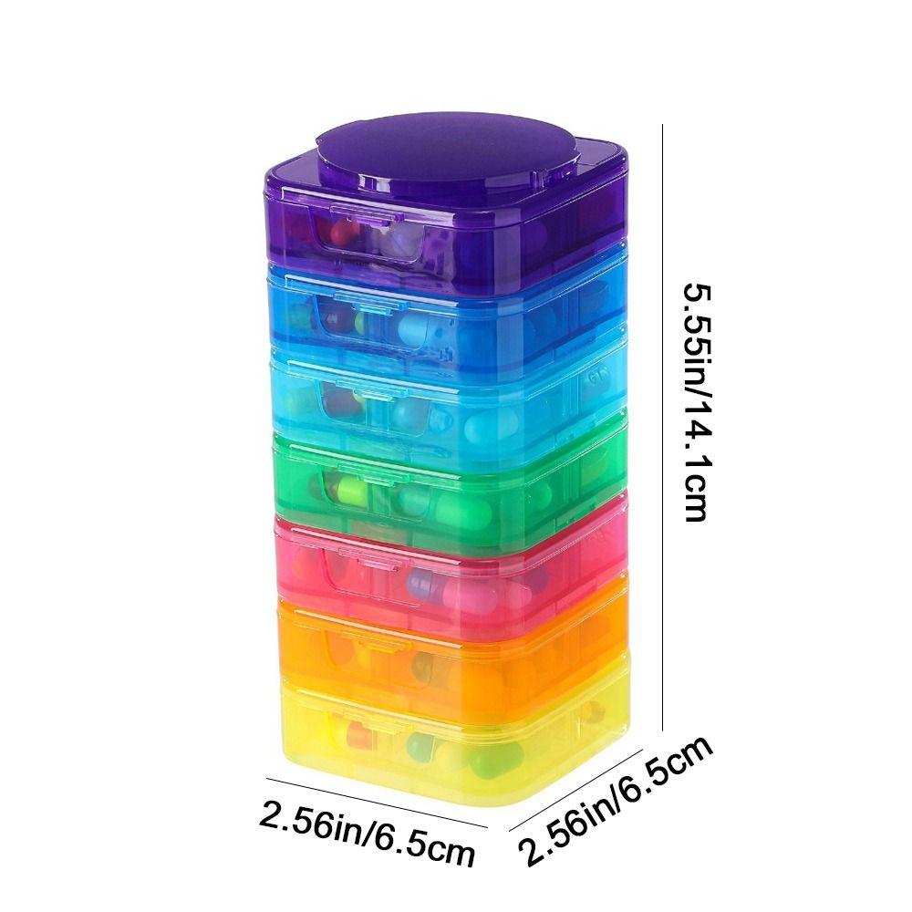 Large Capacity Rainbow Pill Organizer 4 Times a Day Vitamin Container  Fish Oils