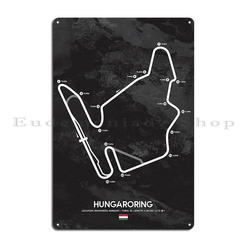 HUNGARORING HUNGARY TRACK MAP FLAG Hungaroring Grand Prix Circuit Metal Create Wall Decor Custom Design Pub Tin Sign Poster