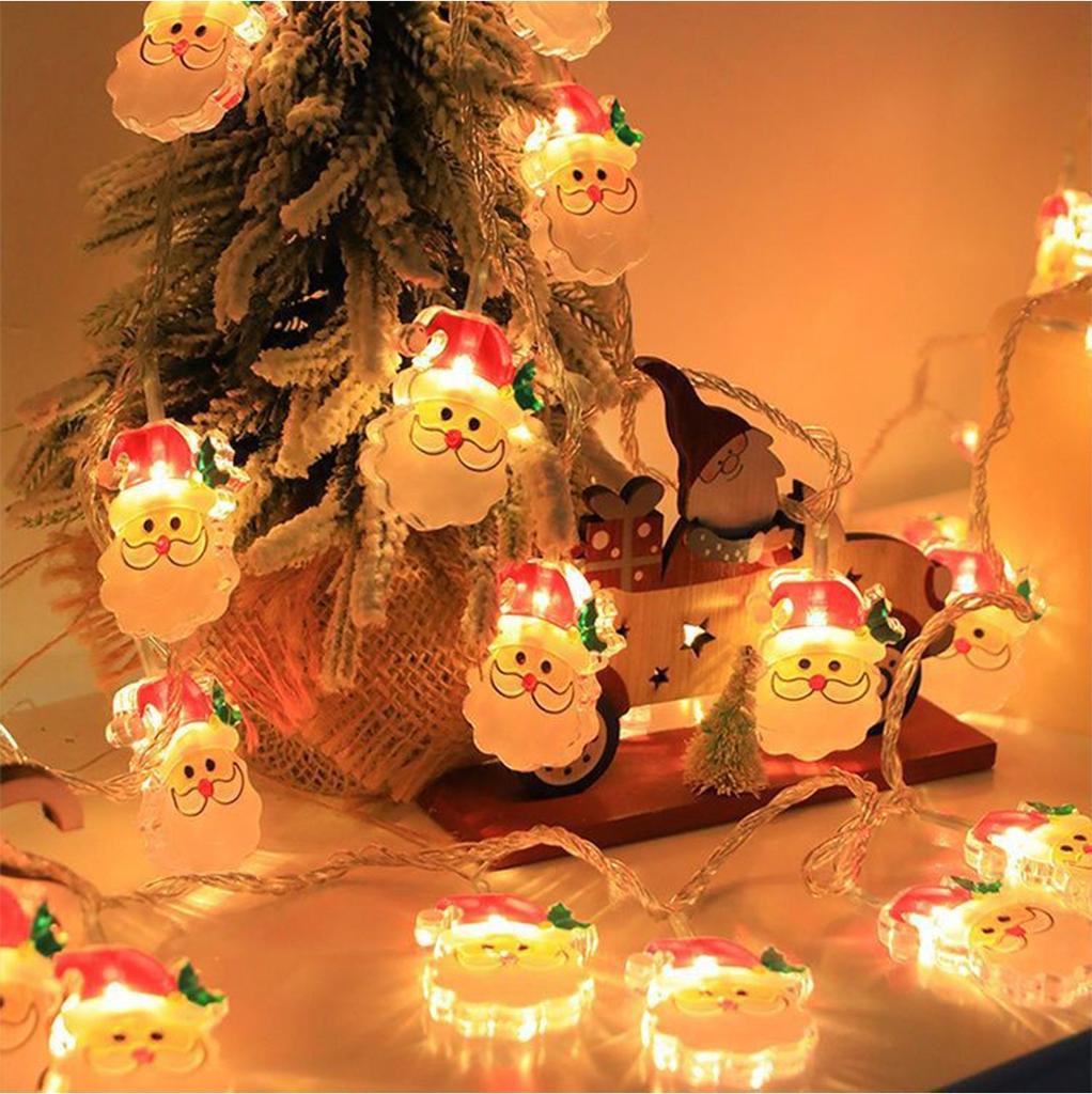1.5M Christmas LED String Lights Tree Battery Garden Decoration Colorful Light Warm Snowmen Santa Strings White Home Stake For