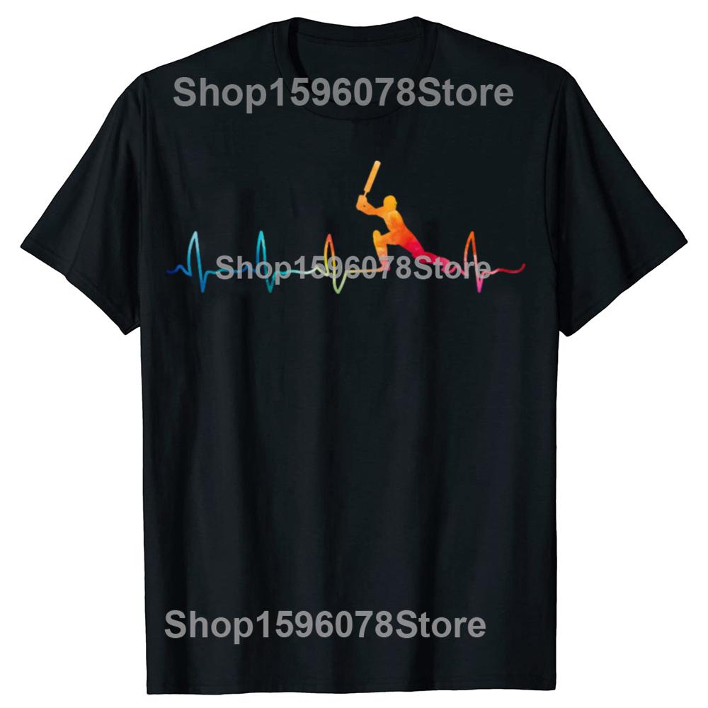 Cricket Player Heartbeat Game Lover Youth Men Boys Kids T-Shirt Unisex Summer Streetwear Tops Mens Clothing Camiseta Hombre