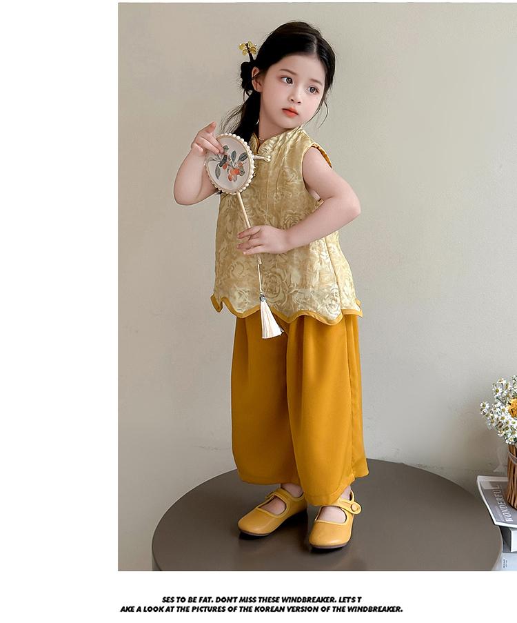 Girls' Summer Style Chinese Style Set 2026 New Hanfu Baby New Chinese Style Sleeveless Top Wide Leg Pants Summer Tang Dress