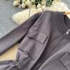 2026 Fall/Winter Lace-Up Casual Stand Collar Knitted Cardigan and High-Waisted Wide-Leg Pants Knitted Two-Piece Set for Women Tracksuit Women