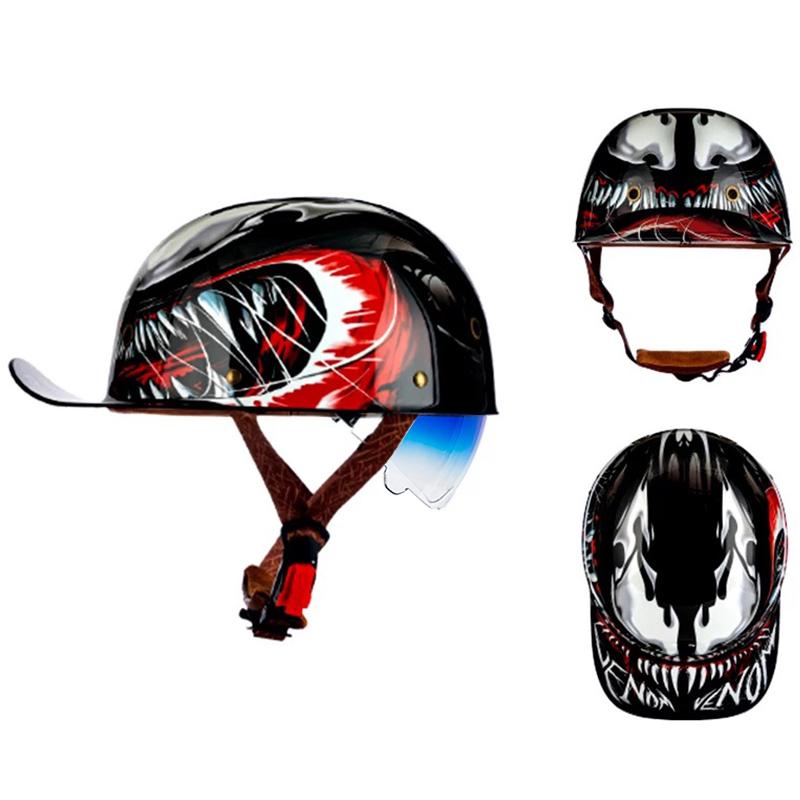 Motorcycle Helmet Baseball Cap Half Face Capacete De Moto Helmet with Sunglasses Motorbike Scooter Cycling Helmet DOT Approved