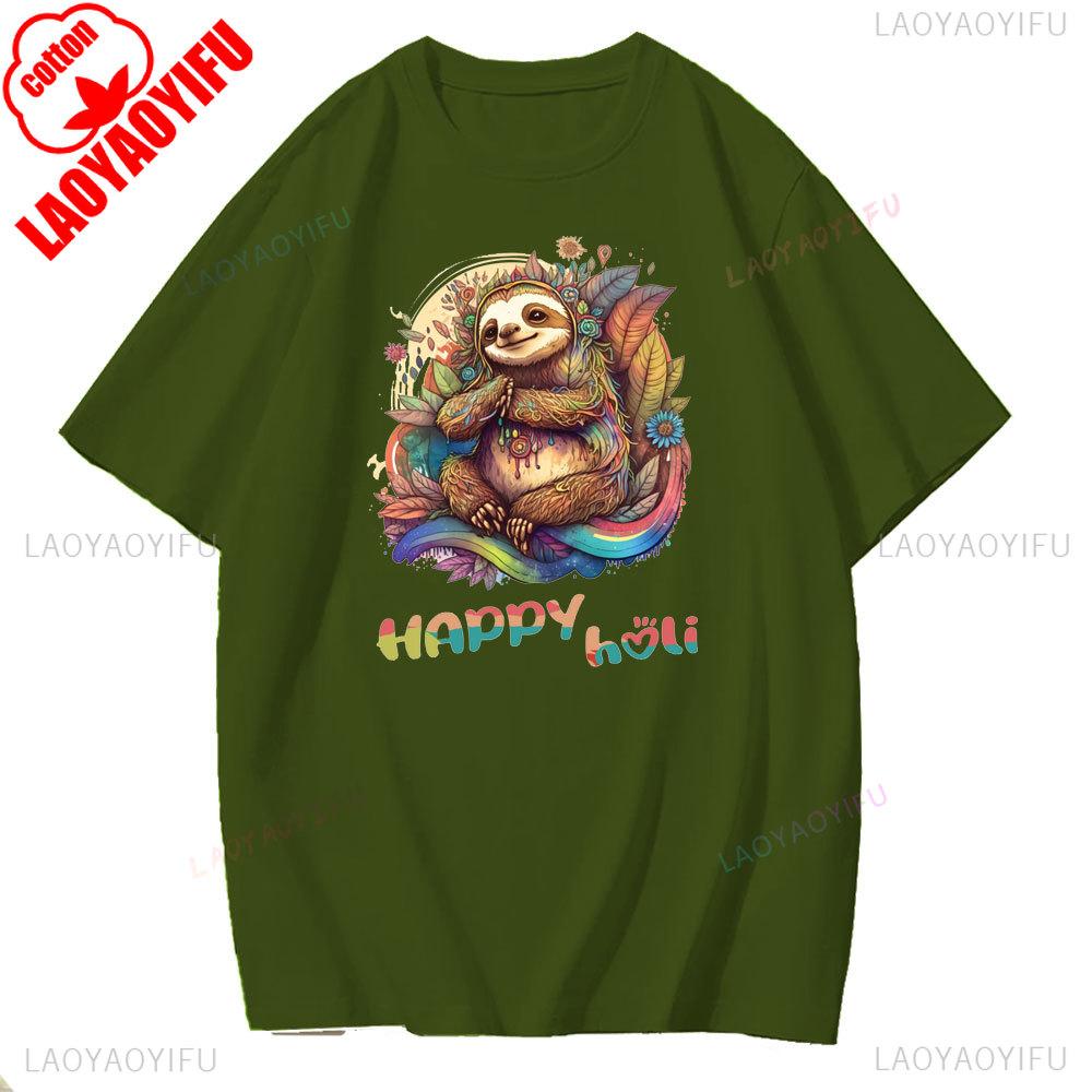 Holi Celebration Graphic TShirt Spring 2025 Streetwear Short Sleeve Unisex Fashion for Youth Adults Hindu Festival of Colors