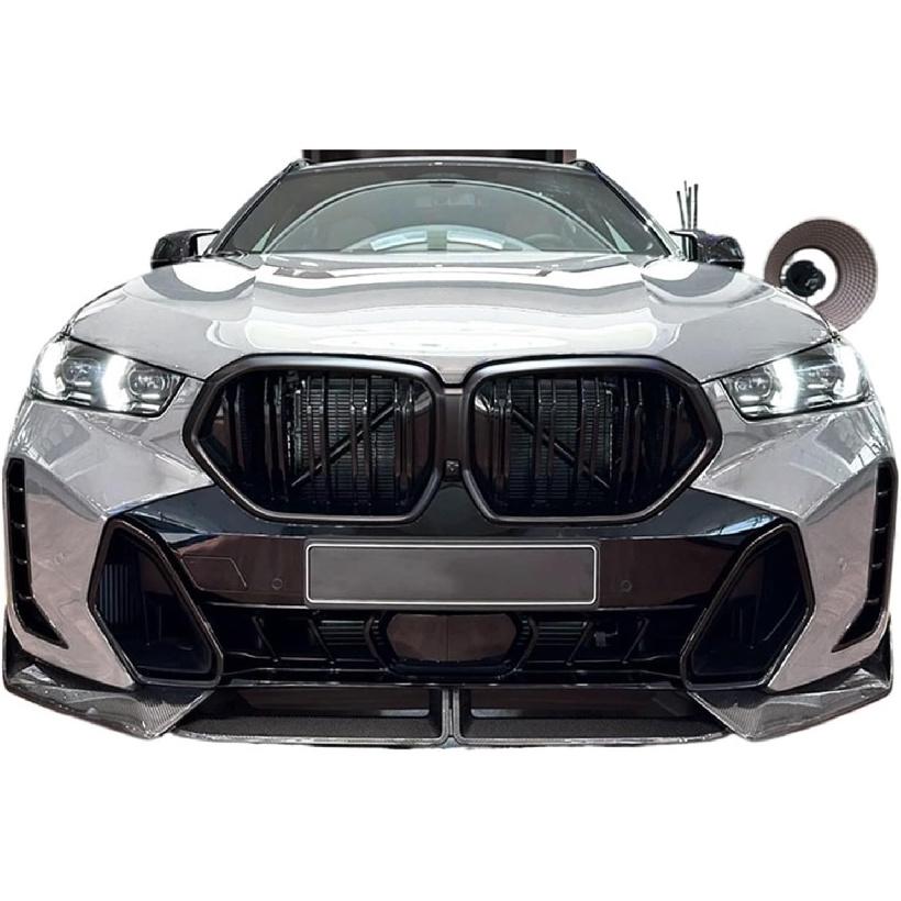 

Compatible For BMW 6 Series X6 G06 LCI M Sport 2023 2024 2025 Front Bumper Lip Spoiler ABS Protector Lower Blade Splitter Car Styling(Carbon Fiber Glossy black
