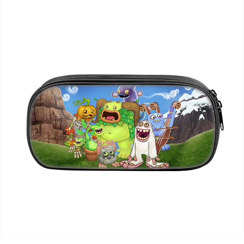 My Singing Monsters Pencil Case Nylon Storage For Students With Fun Cartoon Design
