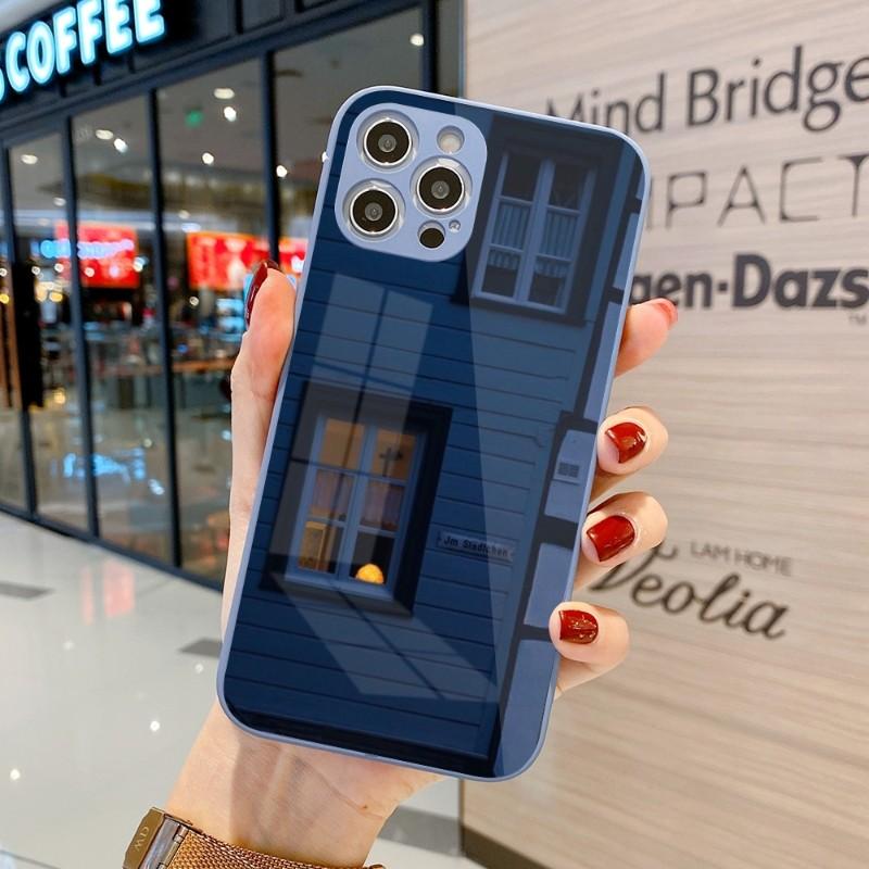 

Милый и уютный чехол для телефона с пейзажем для iPhone 14 13 12 11 Pro Max X XR XS 8 7 Plus, цветной чехол для телефона из жидкого стекла iPhone 11 Pro Max