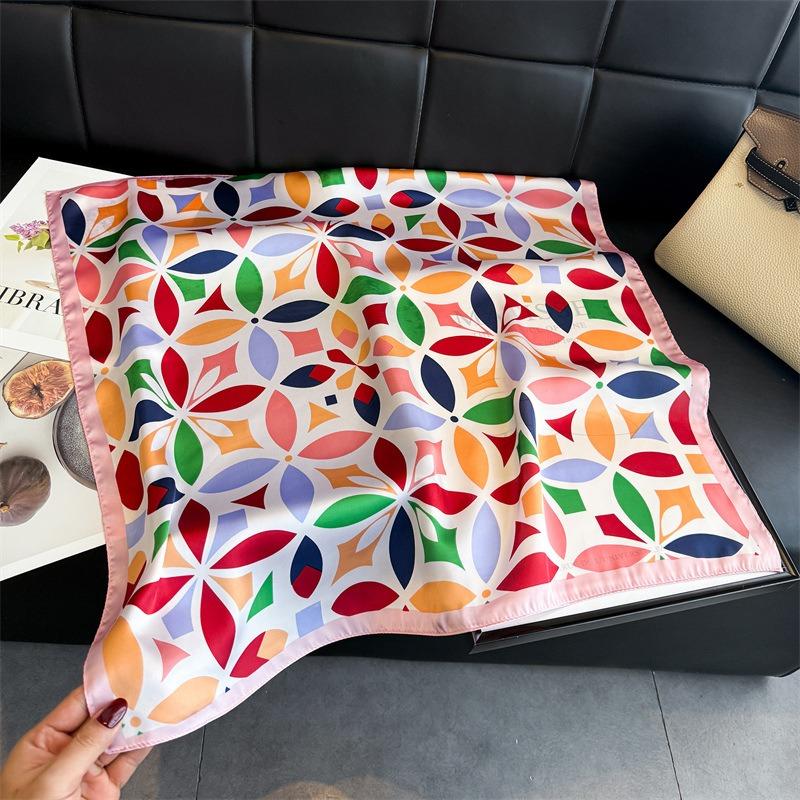 Damen S Geometrisch Bedruckter Seidenähnlicher Quadratischer Schal Für Den Sommer