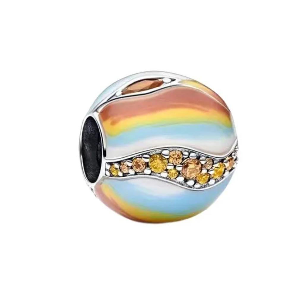 S925 Silver Lollipop Coffee Pot Charm Beads with Love Lock Key for DIY Women Bracelet Jewelry Boutique