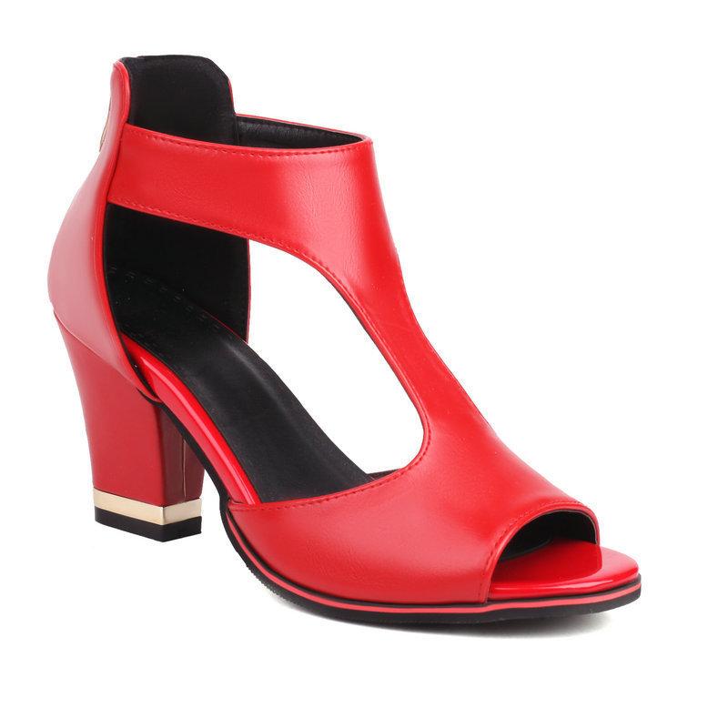 Sandali Estivi Bocca di Pesce Taglia Grande 43 Zip Posteriore 40 Tacco Alto Scarpe da Donna 18H1 Bianco Nero Rosso