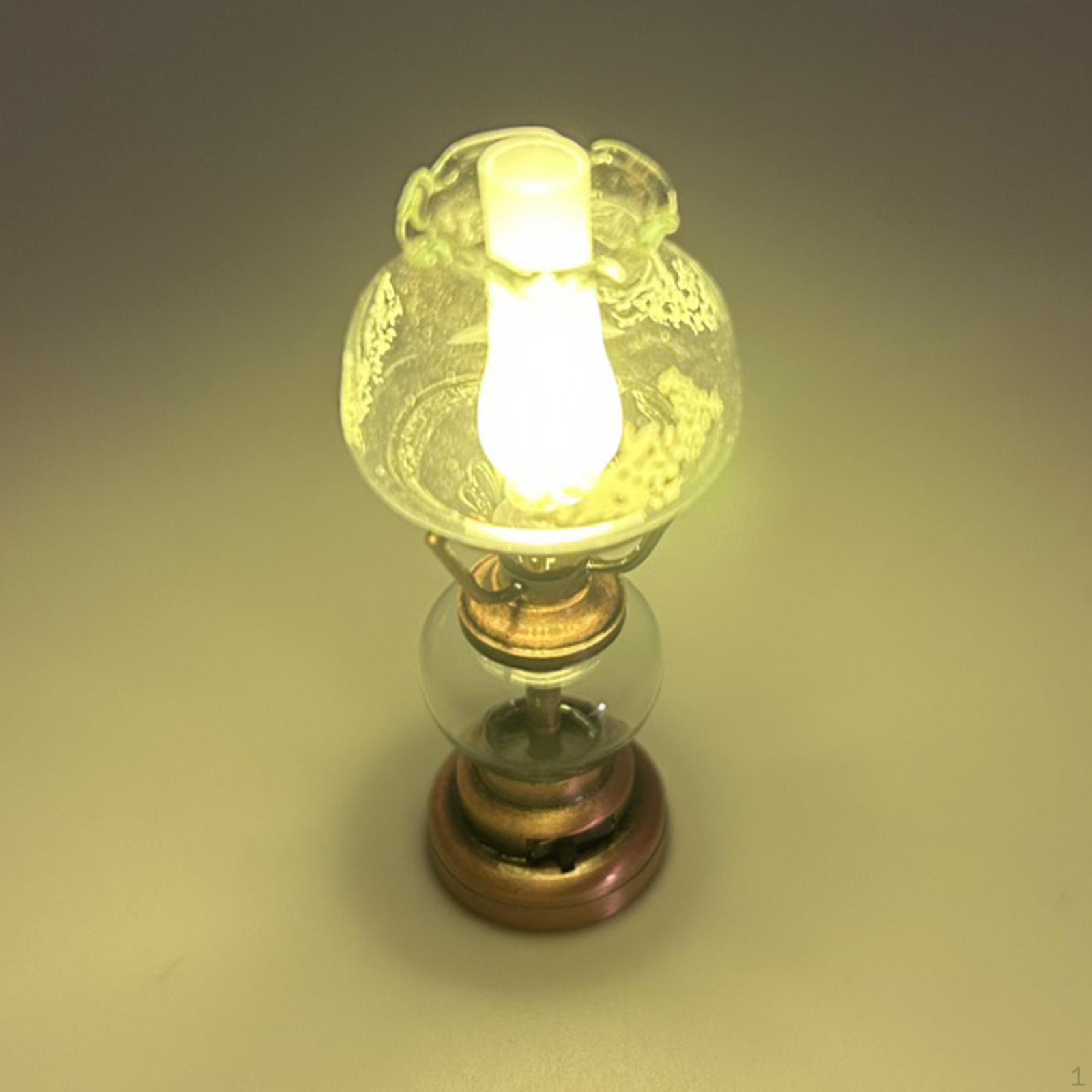 

1/12 Dollhouse Miniature Table Oil Lamp Model Simulated Vintage for бронзовий