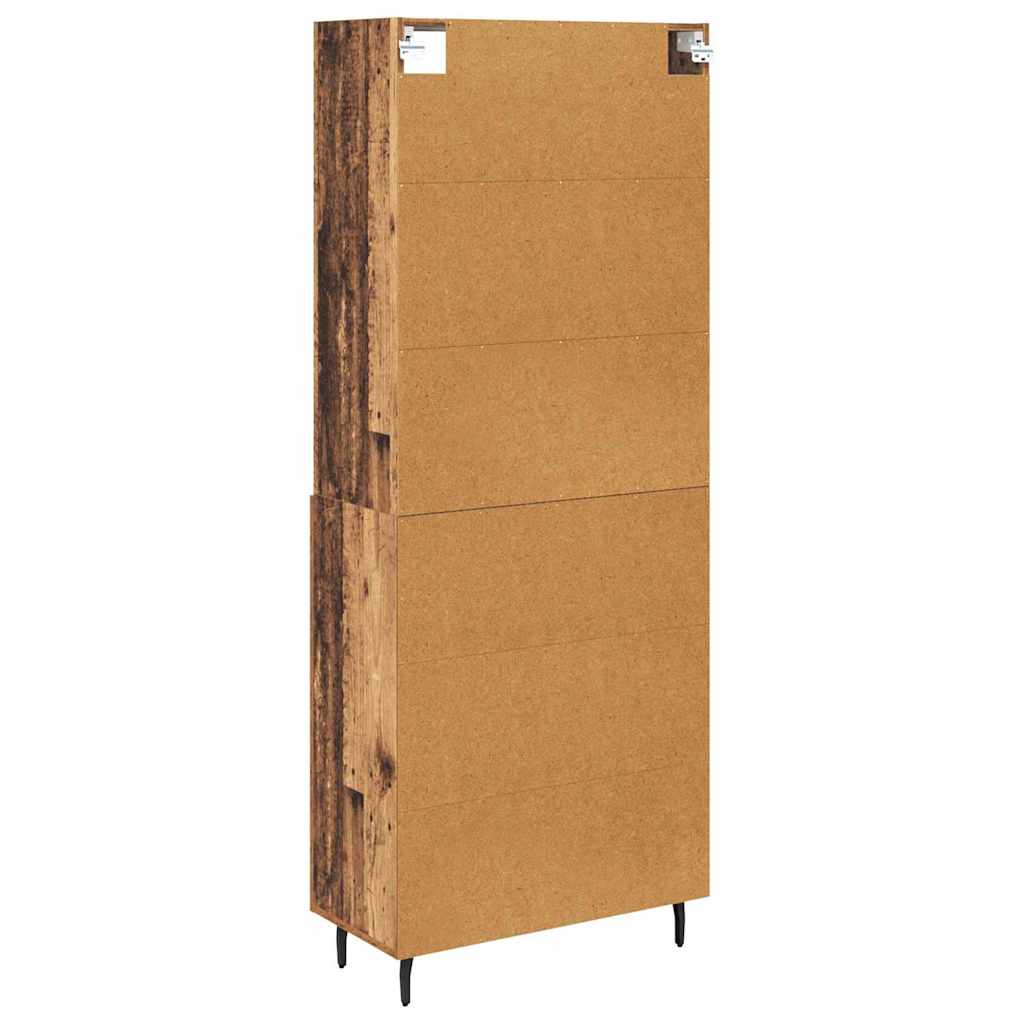 Highboard Reclaimed Wood 69.5 x 34 x 180 cm Engineered Wood and Glass