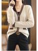 2023 Color Block V-neck Knit Cardigan: Korean Style, Loose Fit for Women, Trendy Spring/Autumn Sweater Outerwear.