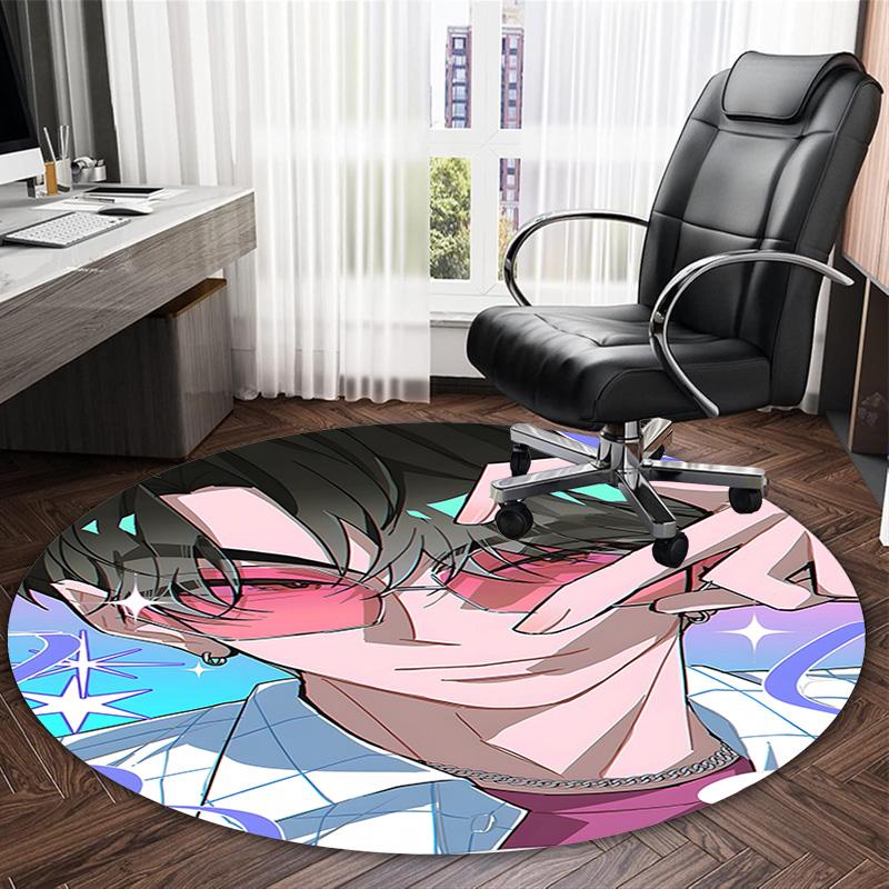 1pc KPop Demon Hunters31 Print Round Carpet Chair Round Carpet Suitable for Bedroom Living Room Home Decorative Carpet