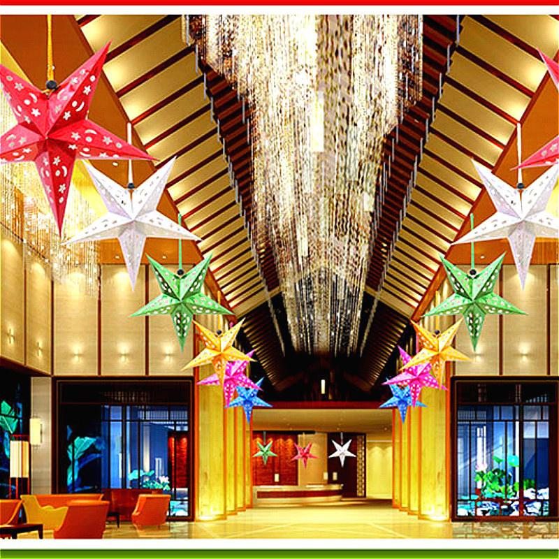 Christmas Tree Pentagram Lampshade Star Paper Hanging Xmas Wedding Decor