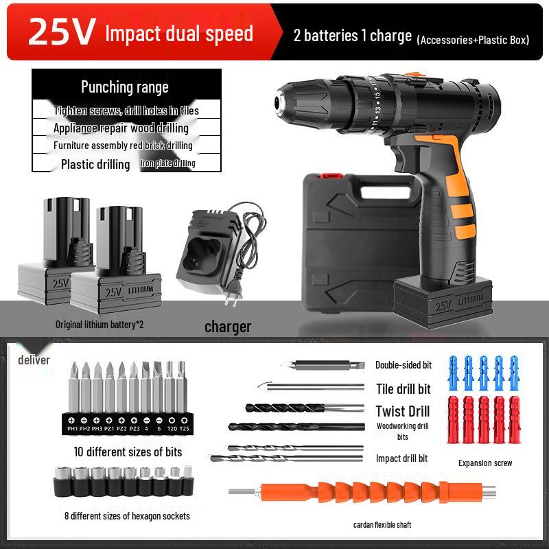 25V Cordless Electric Hand Drill with Lithium Battery