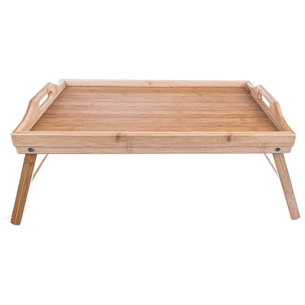 Stolik Śniadaniowy Bambusowy Składany do Łóżka na Śniadanie Laptopa Taca