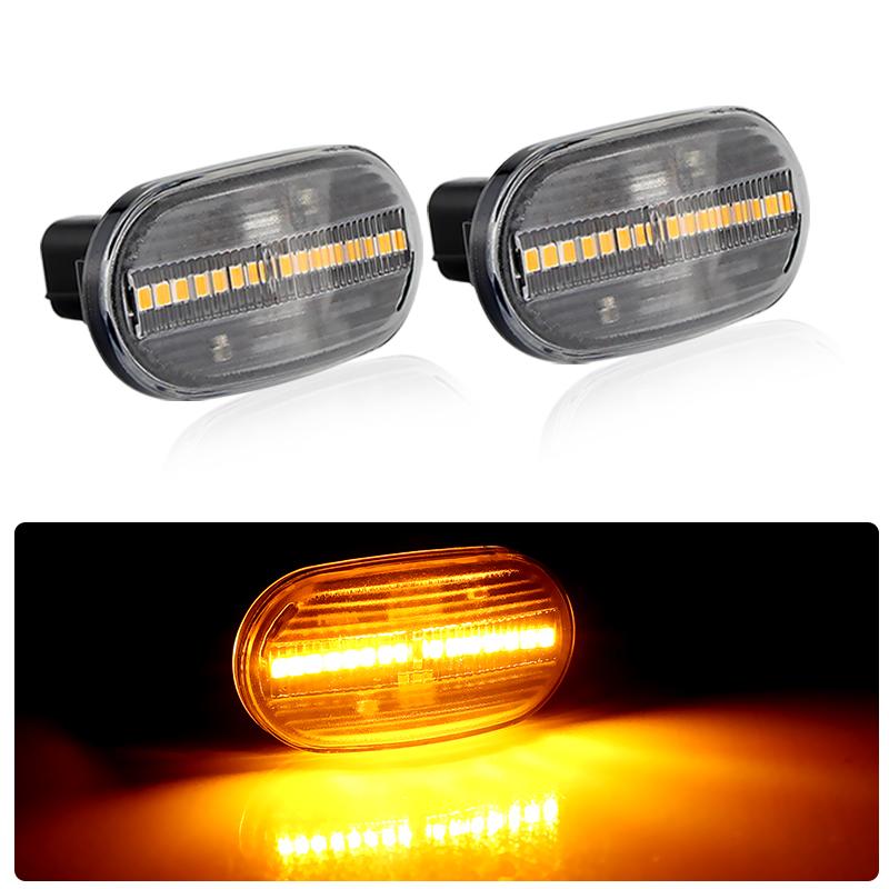 2pcs for Suzuki Jimny JB64W JB74 JB23 JB64 For Mazda Chevrolet Dark Smoked Lens Full LED Amber Front Fender Side Marker Light