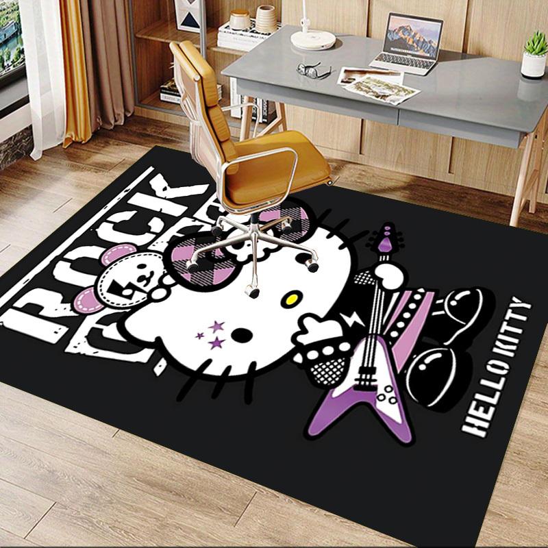 1pc ROCK HELLO KITTY Home Office, Durable Polyester Floor Mat with Easy, Office Decor, Urban Style, Nonslip Backing, Highquality Fabric