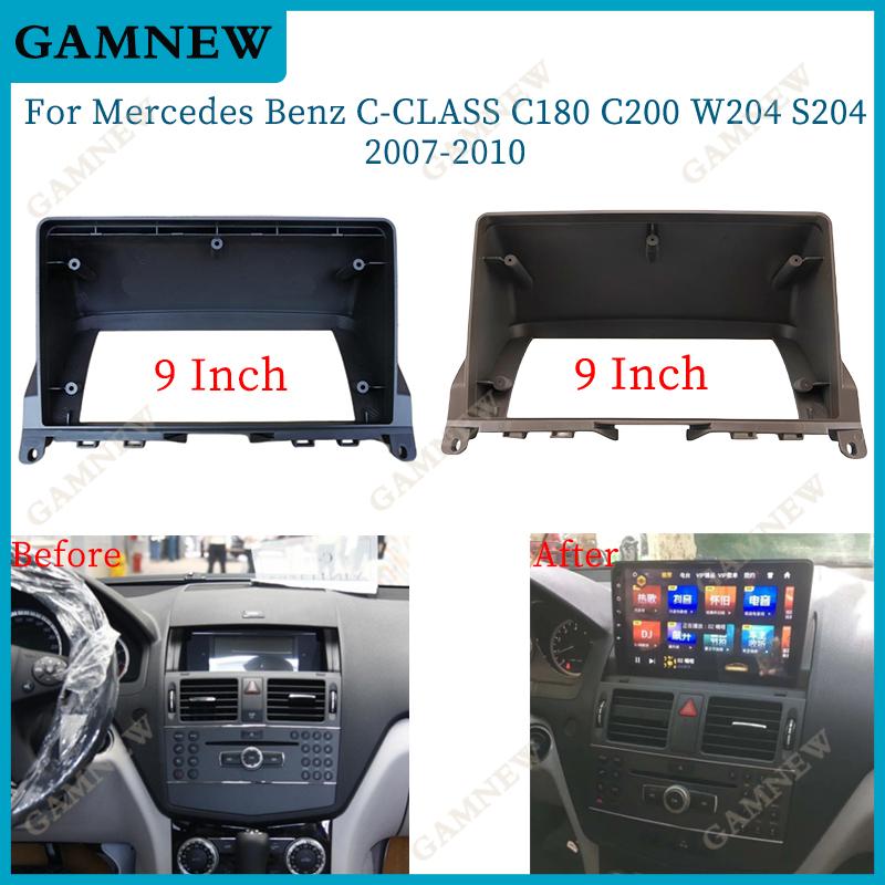 9 Inch Car Frame Fascia Adapter Canbus Box For Decoder Benz C Class C180 C200 W204 S204 Android Radio Dash Fitting Panel Kit