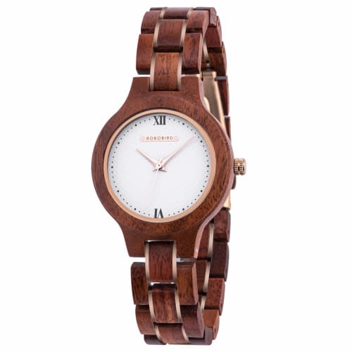 BOBO BIRD 2021 New Women's Handmade Wooden Watch, Exquisite Lightweight Watch (Red Sandalwood)