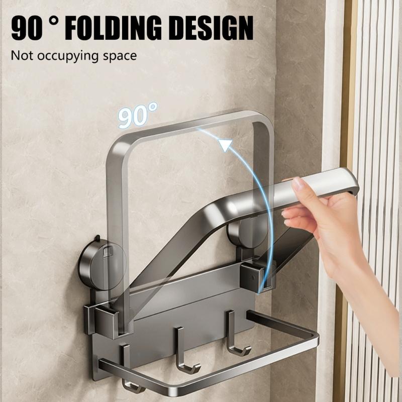 Aluminium Klappregal Saugnapfmontierte Küchenaufbewahrungslösung für effiziente Lagerung im Badezimmer Küche