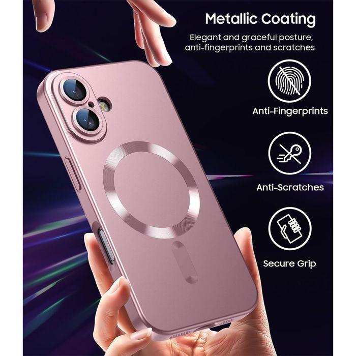 Coque de Protection - E.F.Connection - iPhone 17 Pro - avec Cercle Magnétique Rose - 2 Verre Trempé