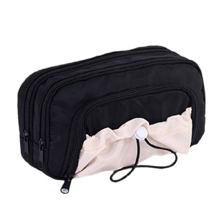 

Drawstring Pen Case With Multiple Sections High Capacity Storage Washable Fabric Pencil Organizers Bag For Student чорний