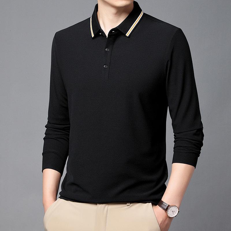 

Рубашка поло мужская с длинным рукавом повседневная новая осенняя свободная полосатая футболка с лацканами для молодежи и людей среднего возраста XXXXL