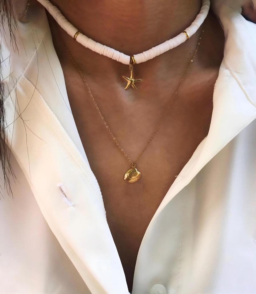 Fashion Stainless Steel Starfish Shell Imitation Pearl Pendant Necklaces for Women Beach Party Stackable  2025 New