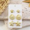 6 Pièces/ensemble Boucles d'oreilles Étoiles de Mer Dorées Imitation Coquillage Mode Fête de Plage Accessoires de Vacances Quotidien pour Femmes Zircon