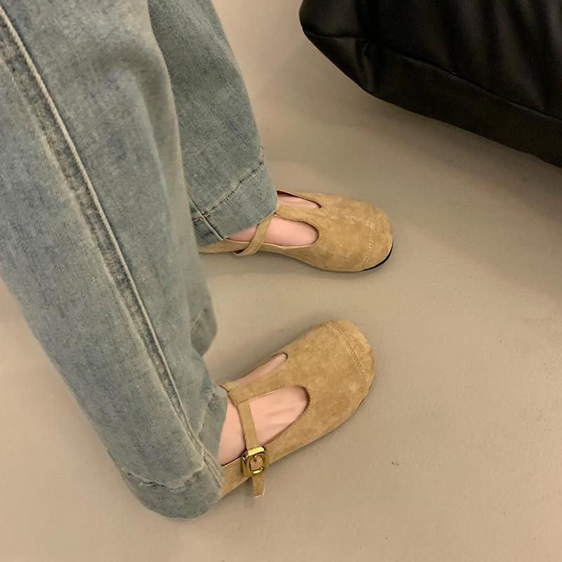 Retro Round Head Single Shoes Women's Autumn New Flat Bottom Soft Sole Soft Surface Versatile Shallow Mouth Mary Jane Women's Shoes