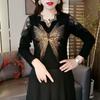 Autumn Women's V-Neck T-Shirt Printed Rhinestone Hollow Slim Fit Soft Stretch T-Shirt