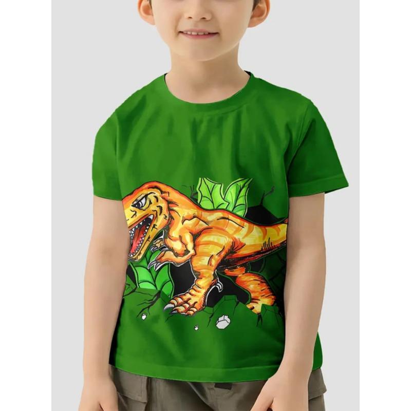 2024 Retro 3d Print Casual Children's Clothing Top Tee Shirt Fashion T Shirt Animal Kids Boy Clothes Anime Short Sleeve