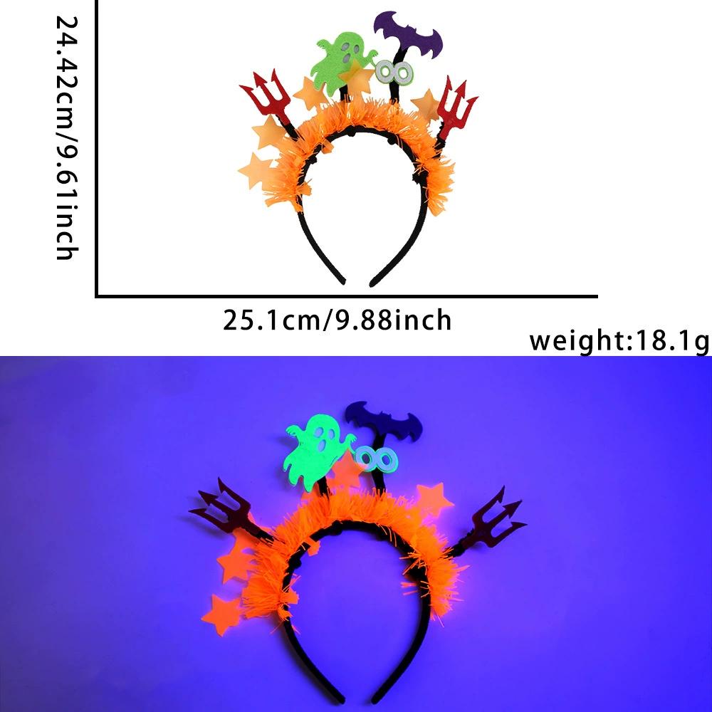 Halloween Felt Headband Glow in The Dark Pumpkin Ghost Bat Eyeball Hair Hoop Cosplay Costume Hair Ornament Halloween Night Party