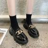 College British Style Small Leather Shoes Women's Muffin Platform Spring and Autumn New Versatile One-pedal Loafers Round Head Single Shoes Tide