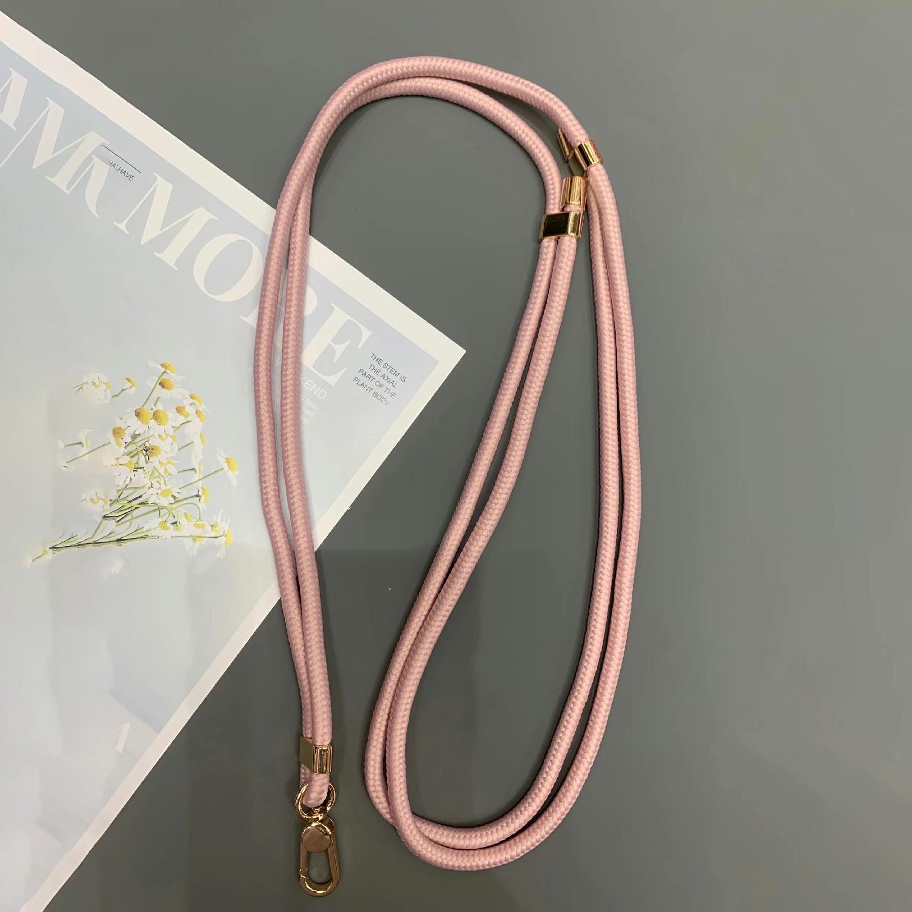 

6mm Thick Rope Phone Lanyard Quick-Release Nylon Adjustable Strap with Tether Tab,Total Length: 150cm Pink