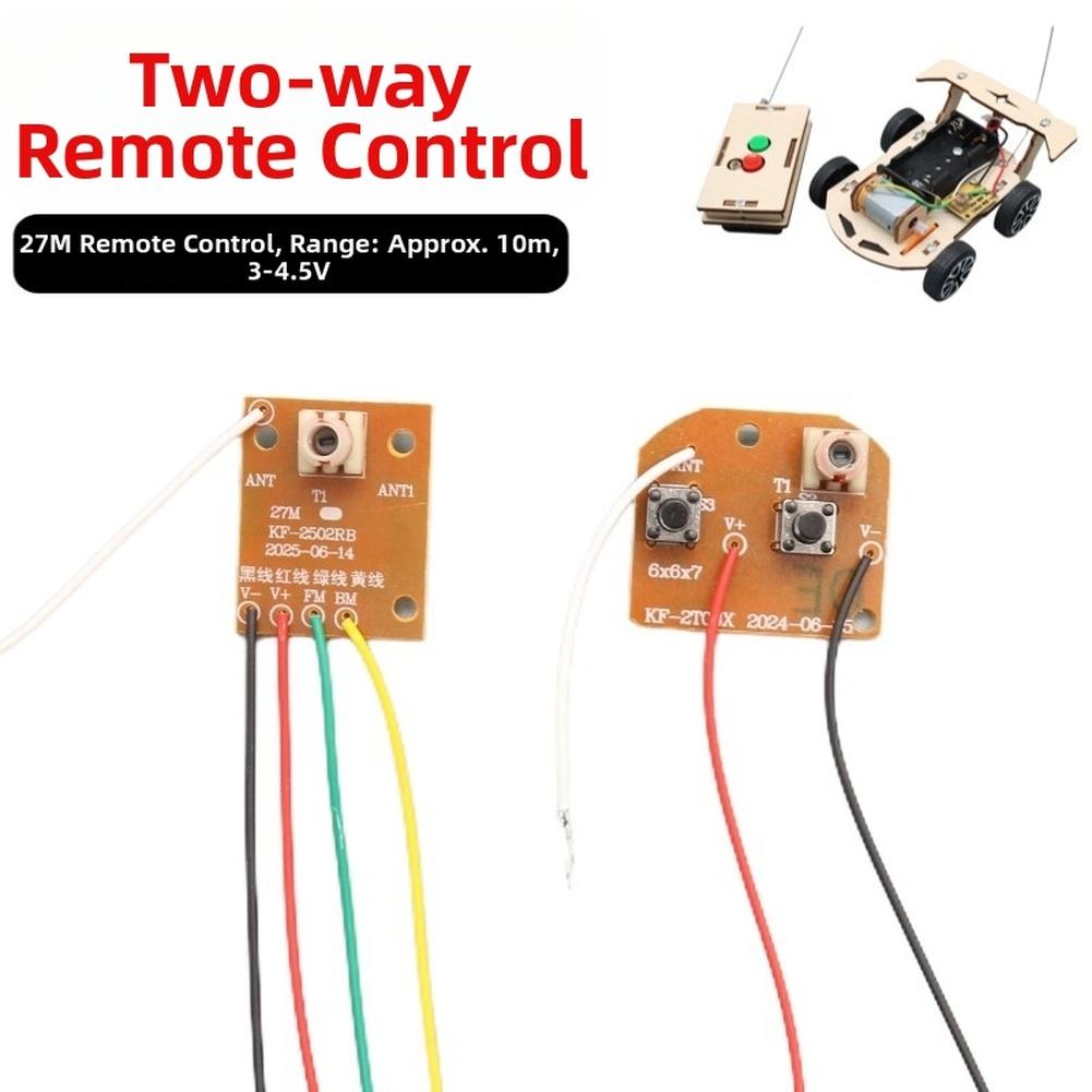 Two Channel 27MHz Wireless Remote Control Module for STEM Learning Kits and Custom Toy Car Construction with Brown Housing