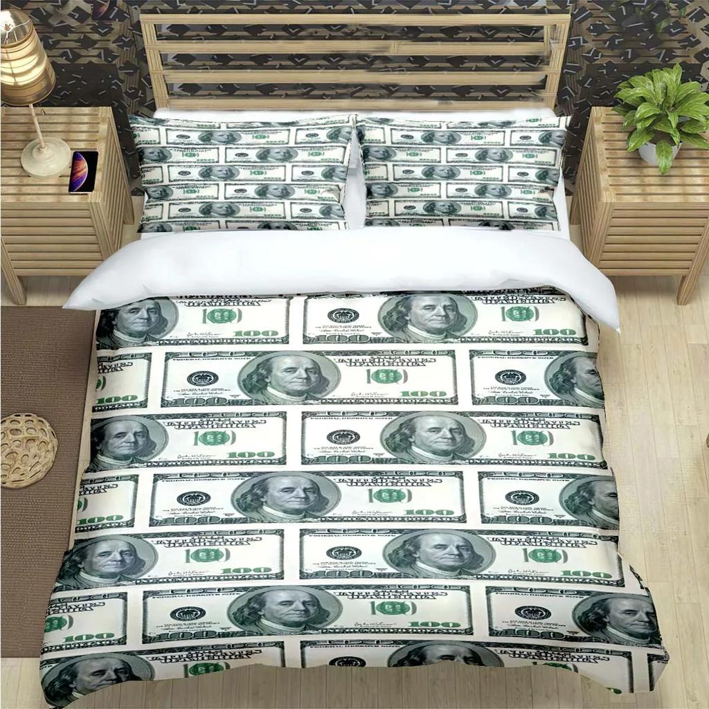 Modische 3D Lustige Geld Dollar Druck Bettwäsche Sets Bettwaren Set Bettbezug Bettdecke Set Bettwäsche Set Luxuriöses Geschenk