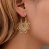 Vintage Golden Silver Color Mandala Grave Flower Drop Dangle Earring for Women Tribal Boho Geometry Pendant Earrings