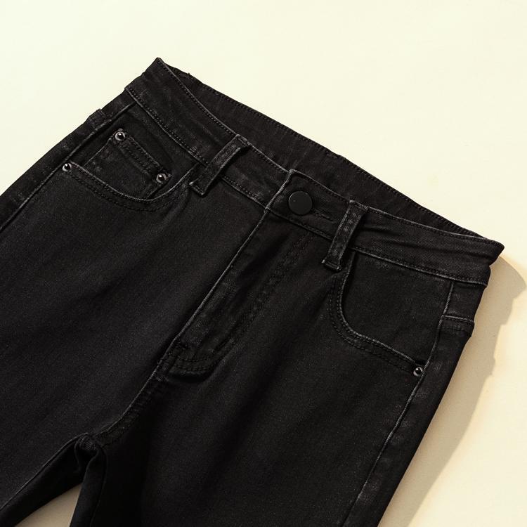 2025 High-Waisted Slimming Elastic Denim Skinny Pencil Pants with Frayed Edges – Trendy Korean Style for Spring and Autumn