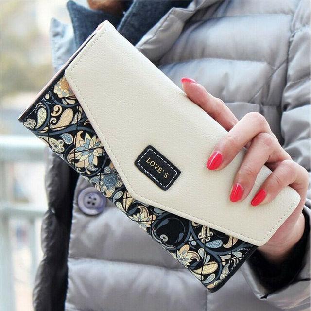 Damen-Geldbörse mit Umschlag, Leder, großes Fassungsvermögen, Kartenhalter, Damen, lange Clutch-Geldbörse, Geldbeutel