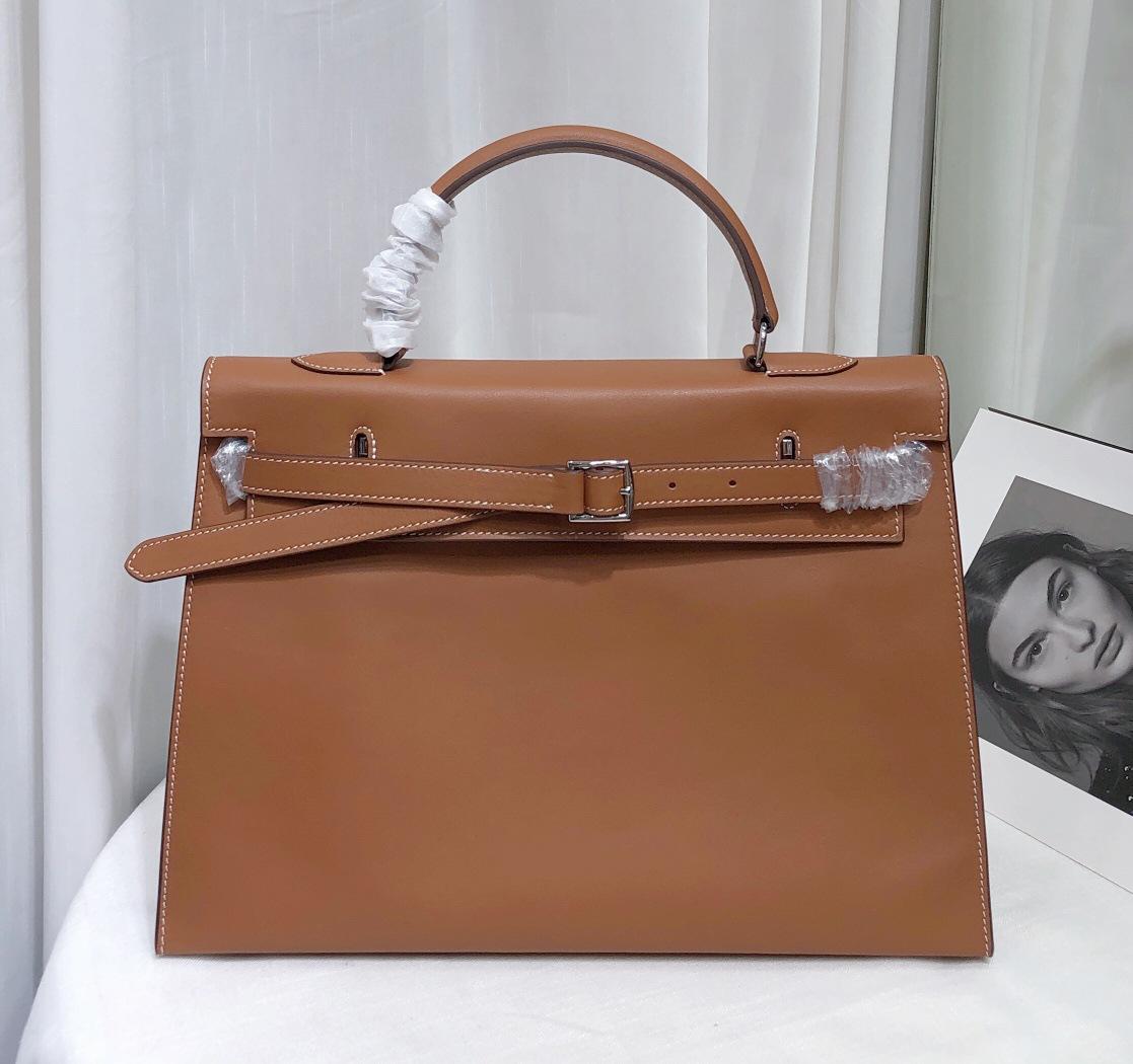 

Верхний слой Fubao Saddle кожа супермягкая кожаная складная сумка-клатч Премиум сумка через плечо для женщин 35x13x25cm коричневый