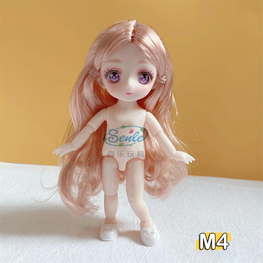 16 cm Nøgen Dukke Krop Med 2. Dimension Anime Øjne 13 Bevægelige Led Blå 2D Animation Øjne Dukke DIY Legetøj Til Piger